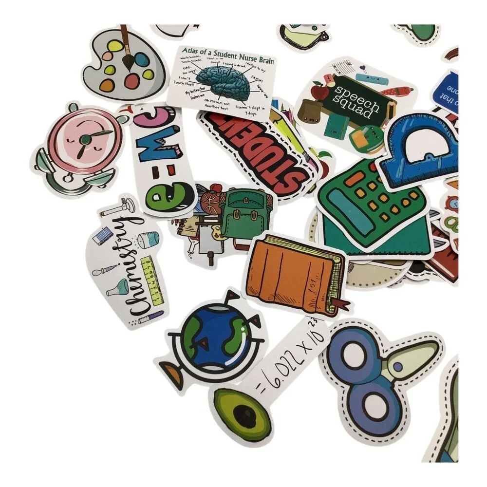 50Pcs Back To School Science Study Stickers Stationery‎ Decals For Water Bottles